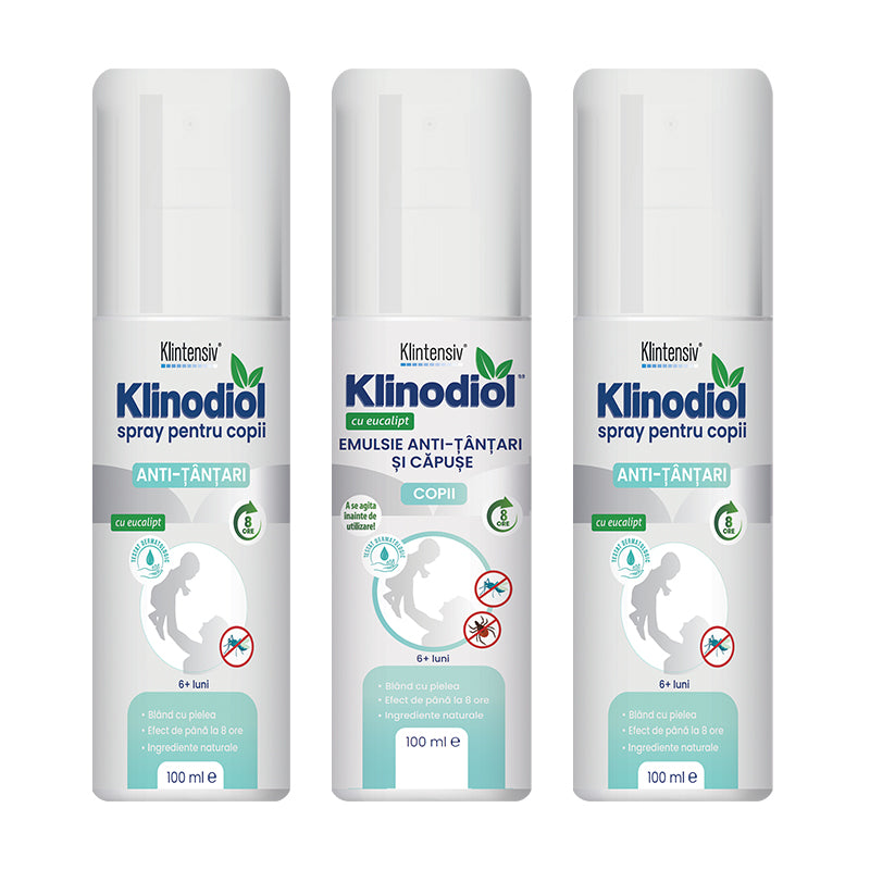 Klinodiol pack, anti-mosquito and tick emulsion and anti-mosquito spray for children