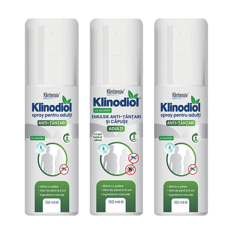 Klinodiol pack, anti-mosquito and tick emulsion and anti-mosquito spray for adults
