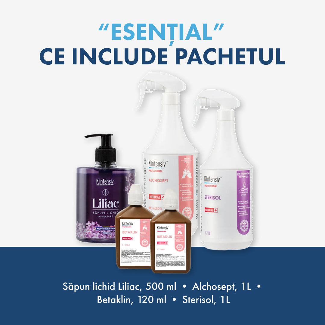 PACHETUL ESENȚIAL - Dezinfecție și curățenie pentru cabinetele medicale