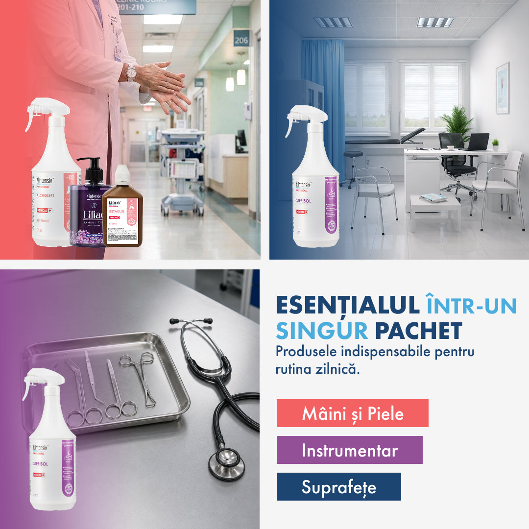 PACHETUL ESENȚIAL - Dezinfecție și curățenie pentru cabinetele medicale
