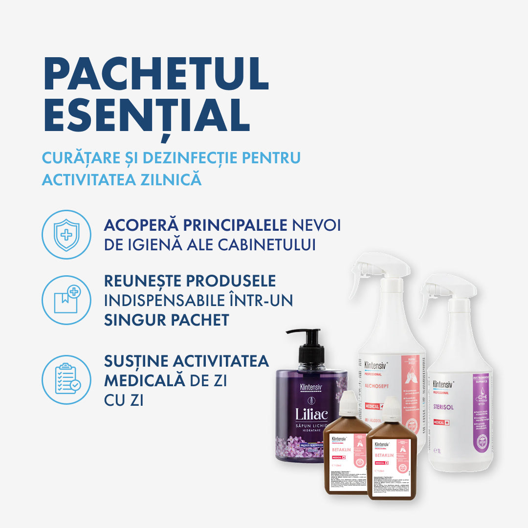 PACHETUL ESENȚIAL - Dezinfecție și curățenie pentru cabinetele medicale