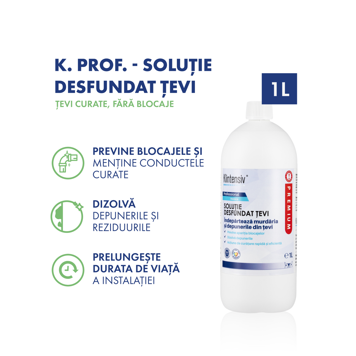 Klintensiv Soluție desfundat țevi – Soluție acidă profesională pentru întreținerea sistemelor de scurgere