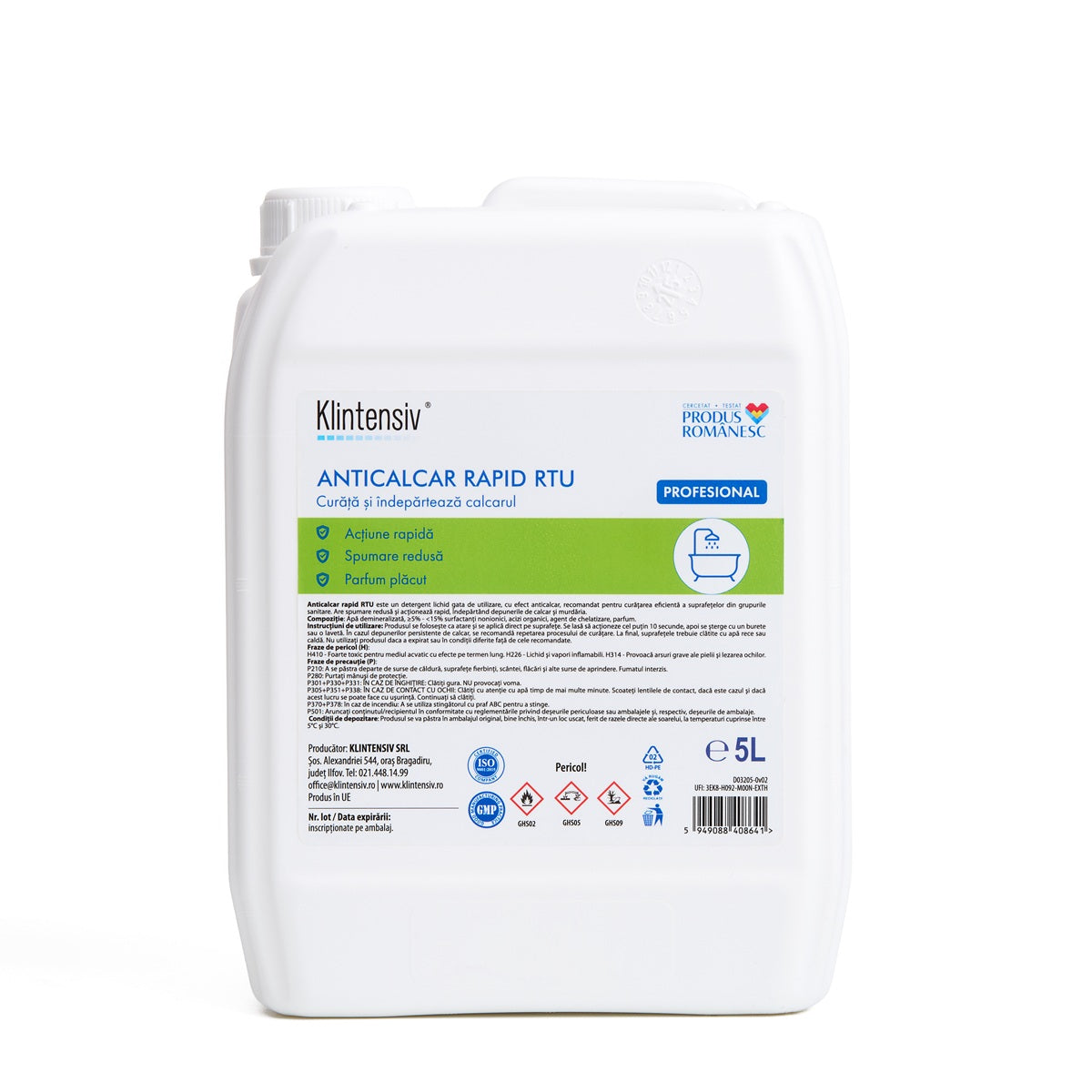 Klintensiv Rapid Limescale Remover RTU - Liquid detergent with anti-limescale effect for sanitary facilities