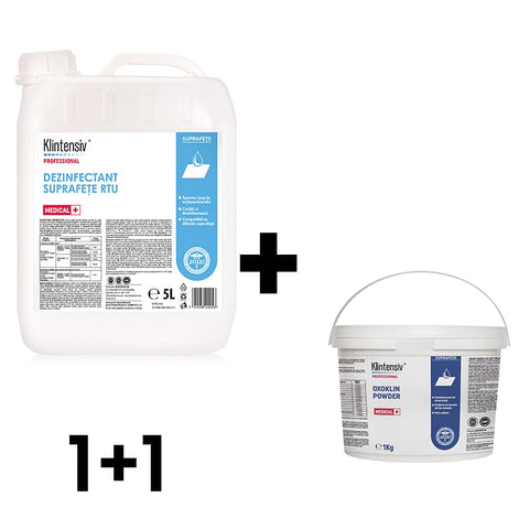 Klintensiv Surface Disinfectant 5L + Oxoklin Powder 1 Kg Pack.