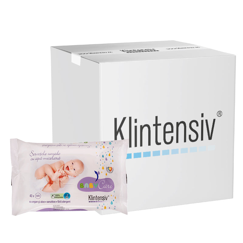 Klintensiv® Baby Biodegradable Wet Wipes with Micellar Water, Argan, and Aloe