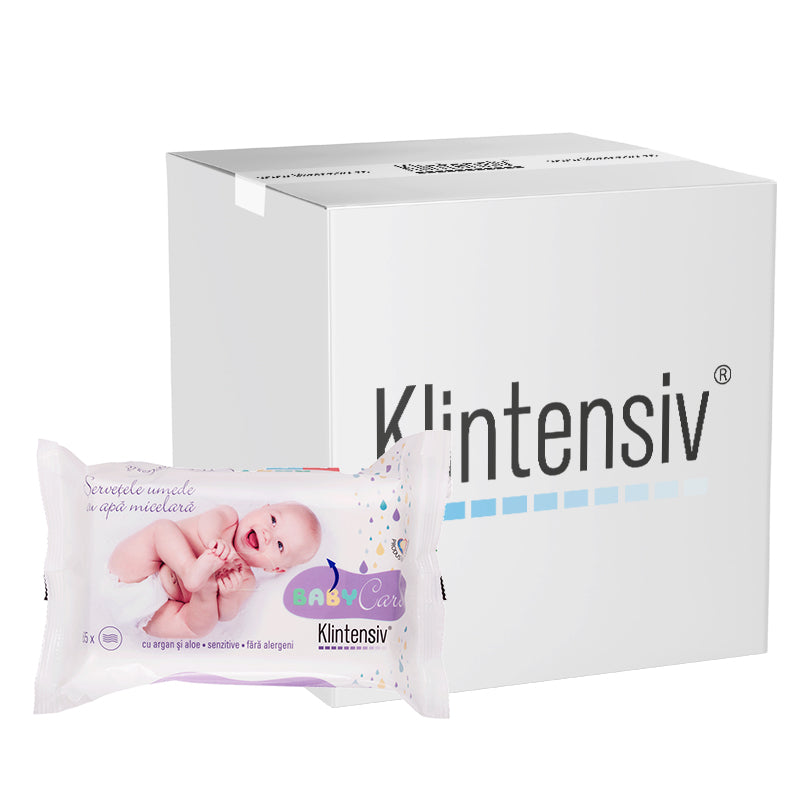 Klintensiv® Baby Biodegradable Wet Wipes with Micellar Water, Argan, and Aloe